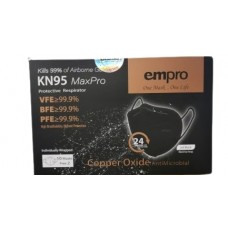 EMPRO RESPIRATOR KN95 MaxPro COPPER OXIDE ANTIMICROBIAL FACE MASK 5PLY (JET BLACK) 12S